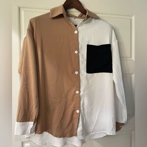 Two-Tone Tan and White Buttondown